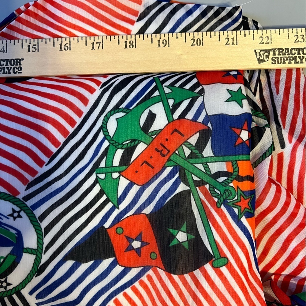 Lauren Ralph Lauren Black Label Georgette Nautical Print Midi Dress Size 14 - Picture 6 of 6